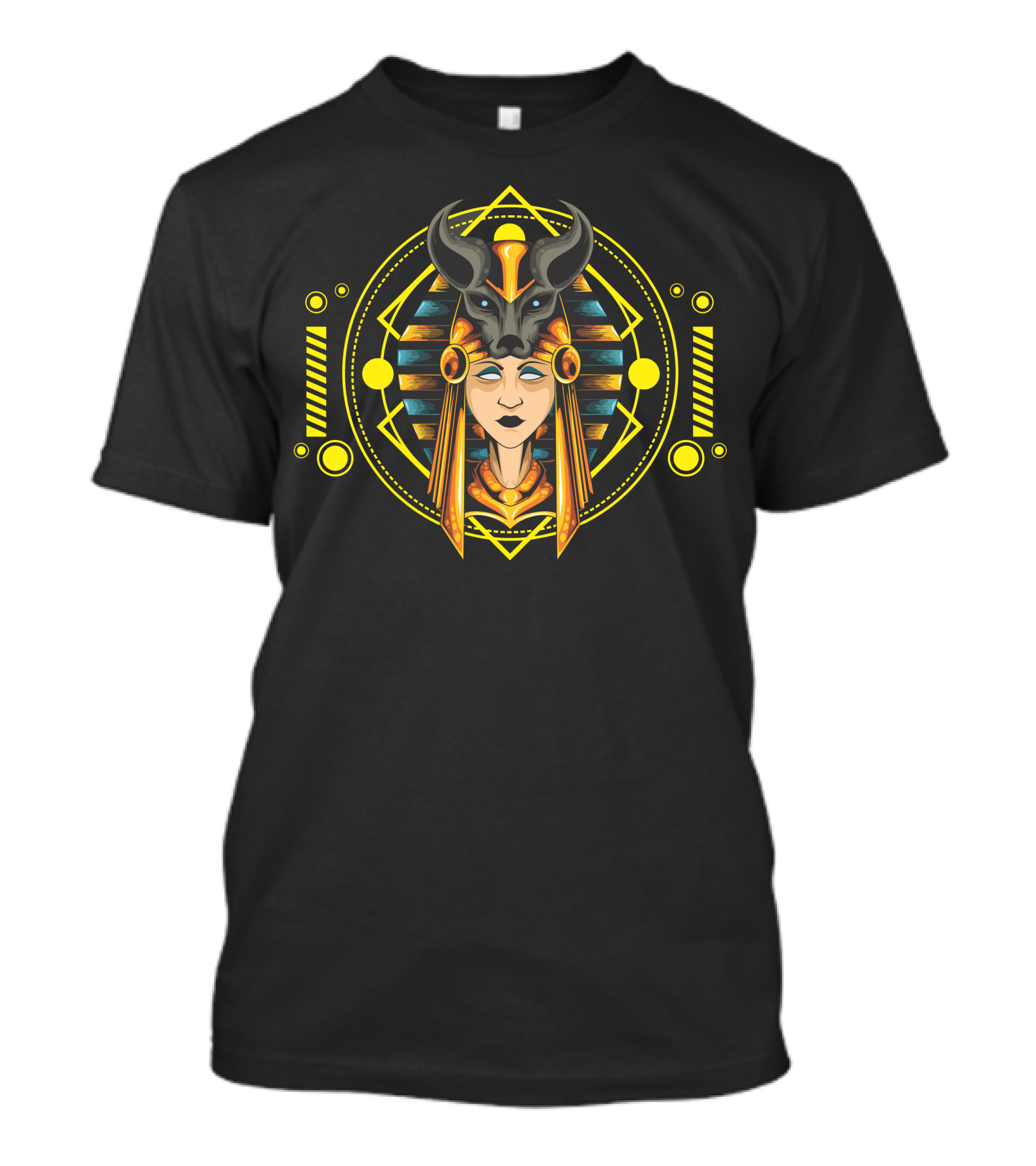 Lady Anubis Egyptian Mythology Ancient God Headdress Geometric T-Shirt