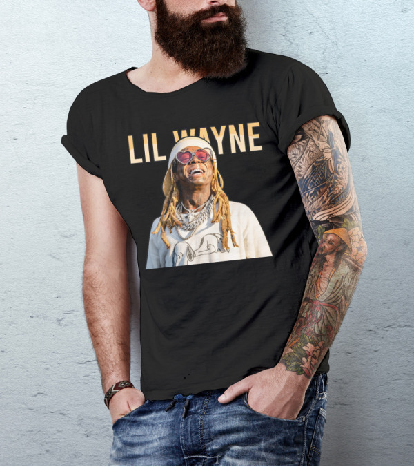 LIL WAYNE Snoopy Heart Sunglasses Dreadlocks Smile T-Shirt