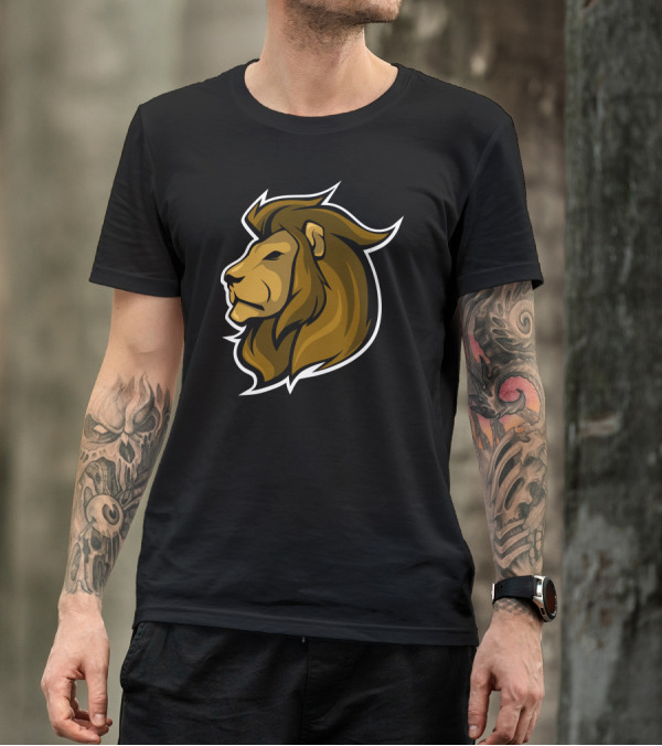 Lion Head Graphic Icon Face Profile T-Shirt