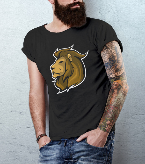 Lion Head Graphic Icon Face Profile T-Shirt