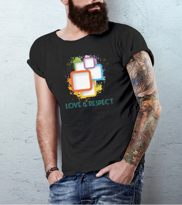 LOVE AND RESPECT Colorful Geometric Splash T-Shirt