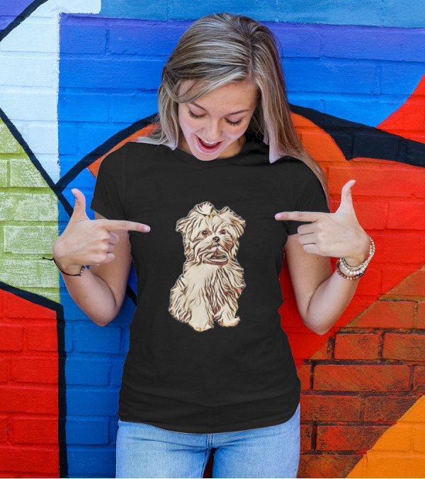 Maltese Puppy Rhinestone Look T-Shirt