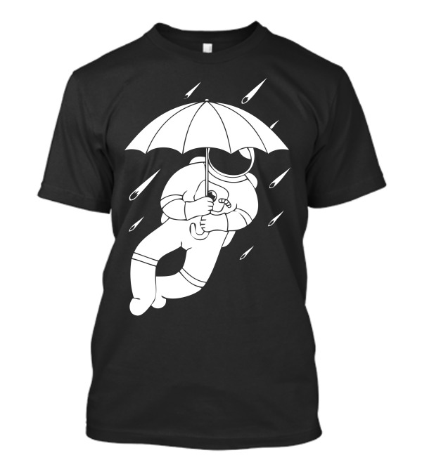 Meteor Rain Astronaut Umbrella Floating In Space T-Shirt