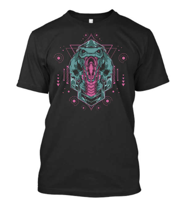 Monster Cobra From Hell Geometric Skull Symmetry Elements T-Shirt