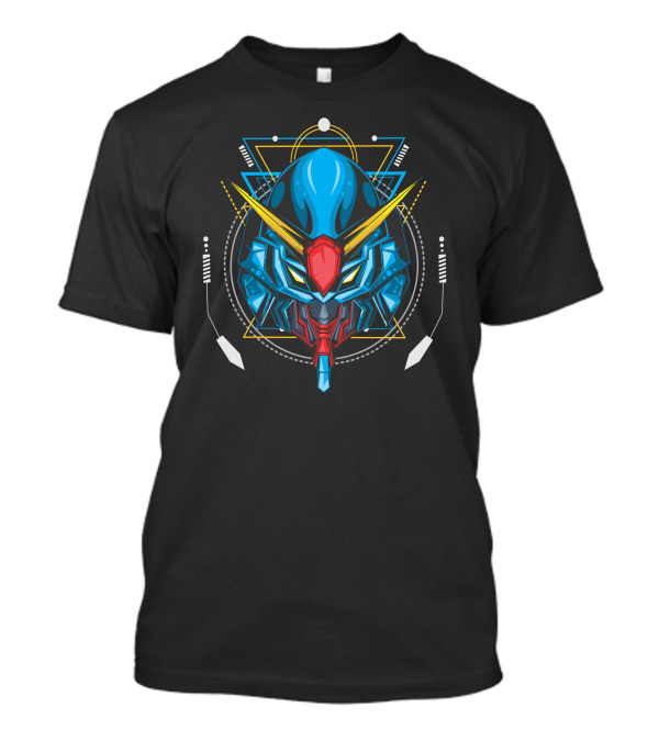 Ocean Robot Killer Mech Helmet Icon With Geometric T-Shirt