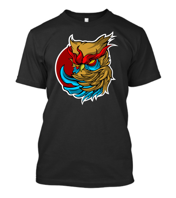 Owl Head On Colorful Stylized T-Shirt