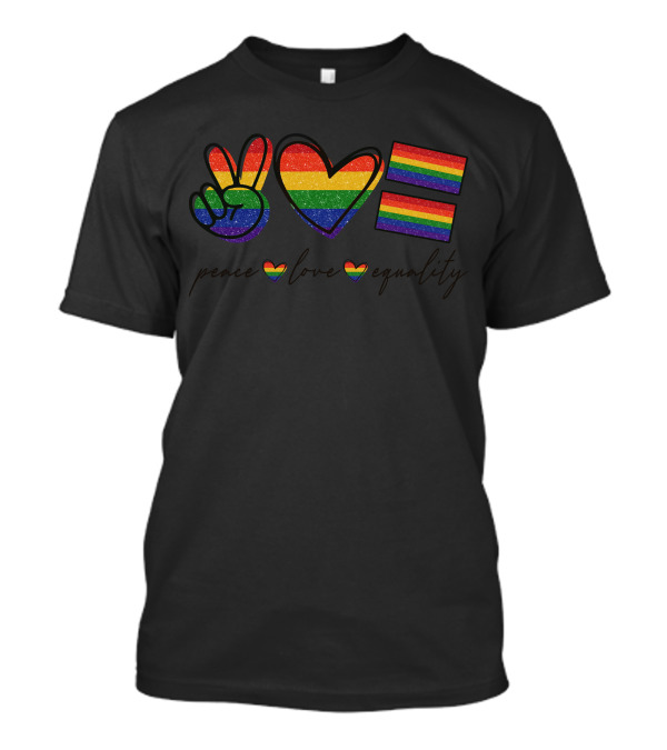 Peace Love Equality Rainbow Pride Flag Symbols T-Shirt