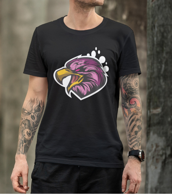 Phantom Eagle Head Bold Yellow Beak Fierce Purple Feathers T-Shirt