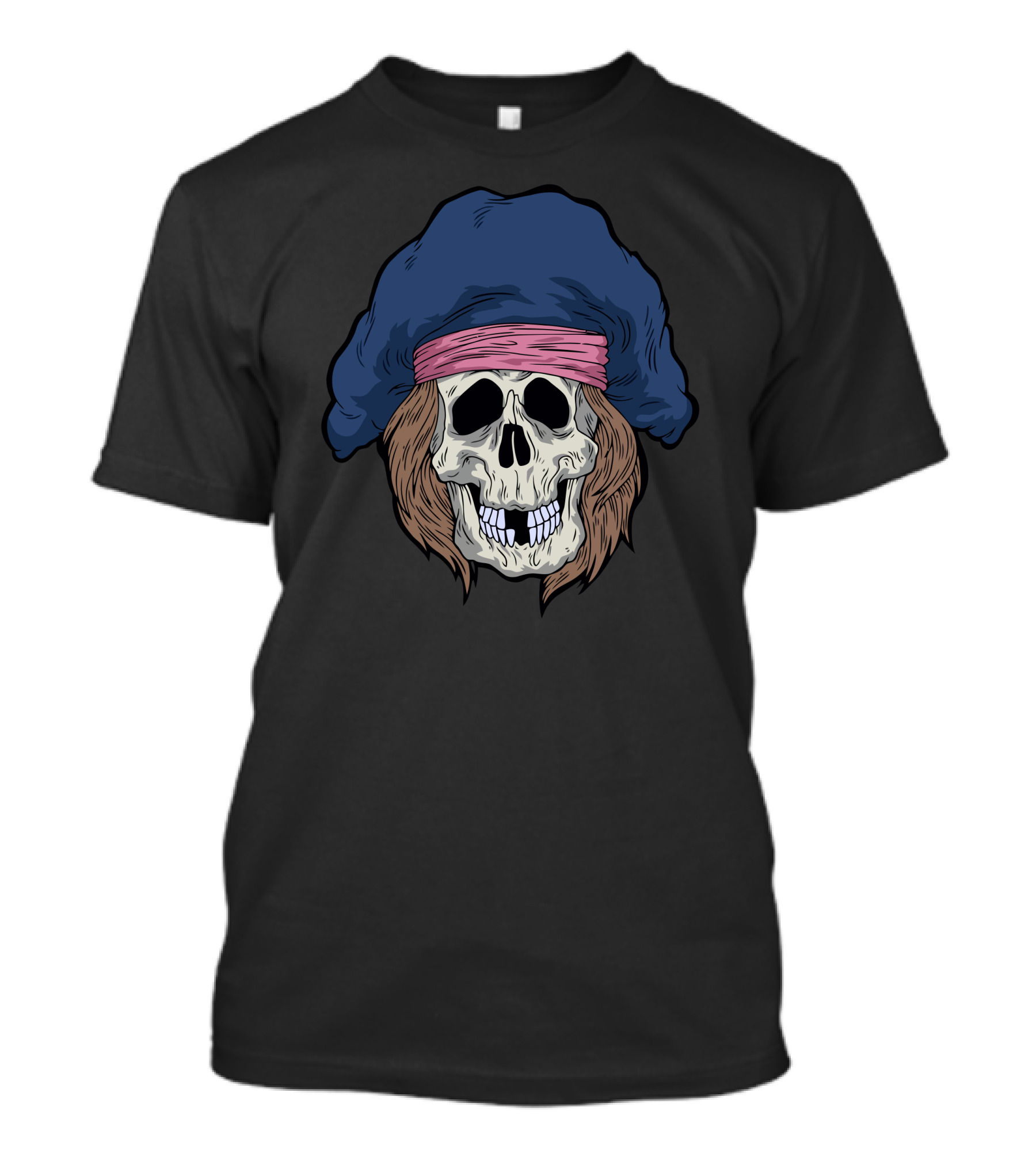 Pirate Skull With Blue Hat And Red Bandana T-Shirt