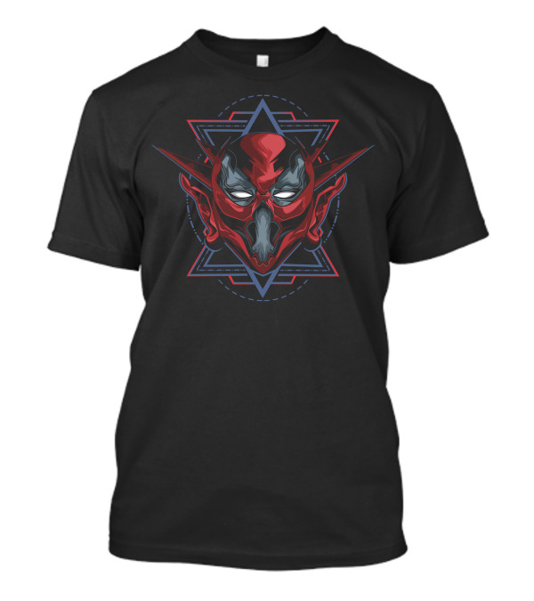 Red Demon Mask Geometric T-Shirt
