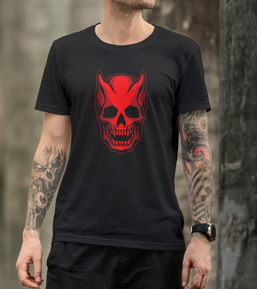 Red Devil Monster Skull T-Shirt