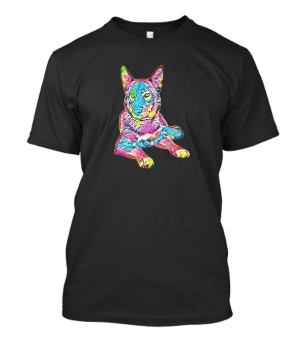 Colorful Shepherd Mix Dog Psychedelic T-Shirt