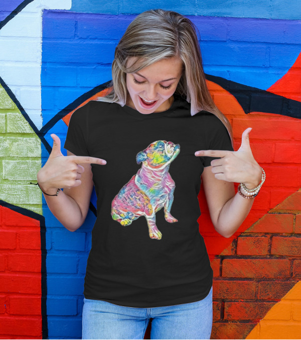 Side View Colorful Abstract Bulldog T-Shirt