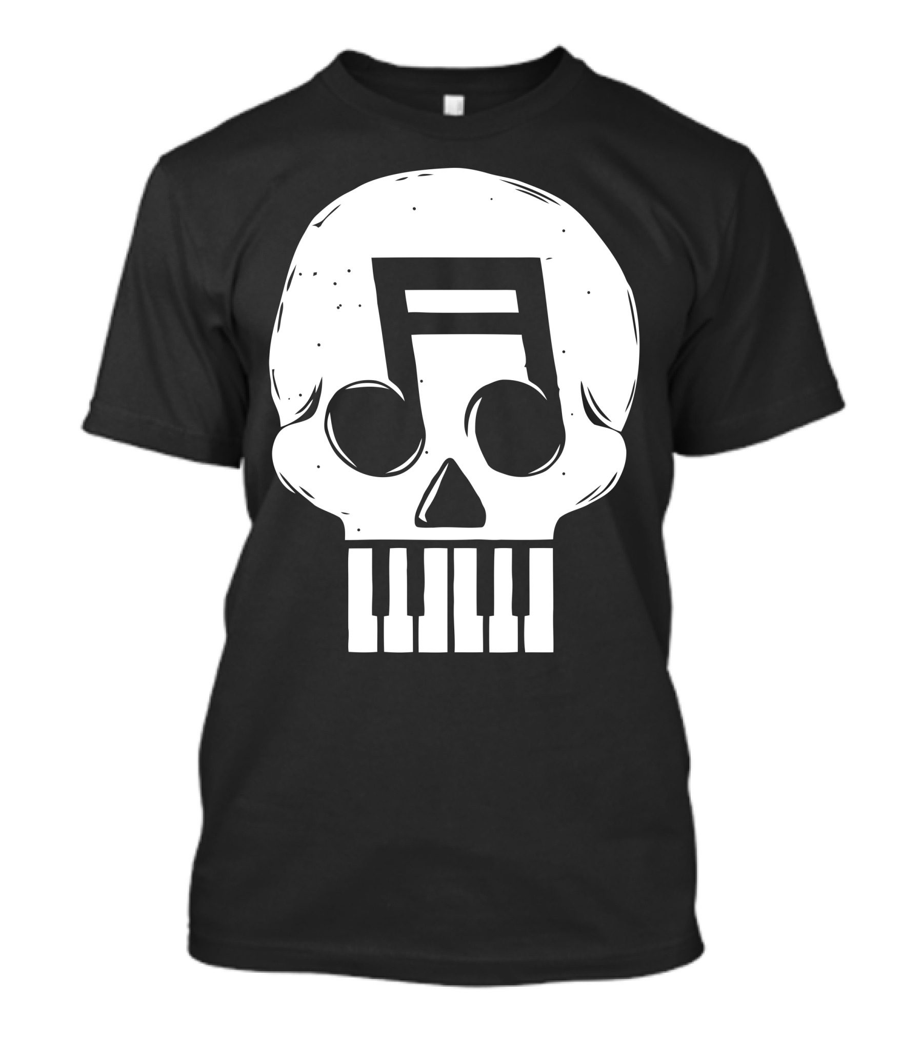 Skull Piano Note Funny Music T-Shirt
