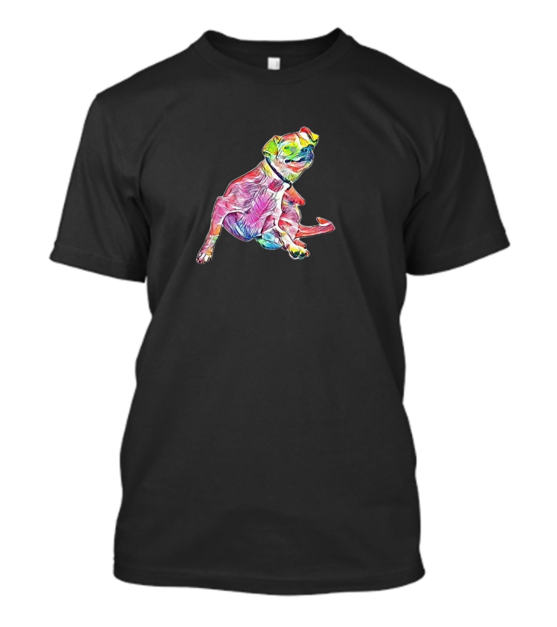 Small Mixed Breed Colorful Abstract White Dog T-Shirt
