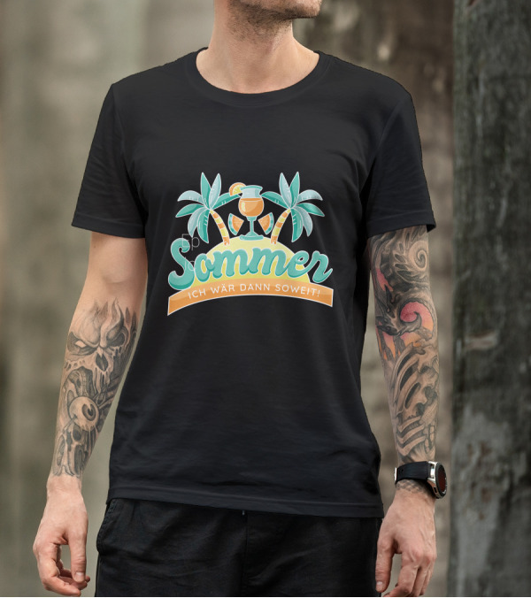 Sommer Ich Wär Dann Soweit Palm Trees And Drink T-Shirt