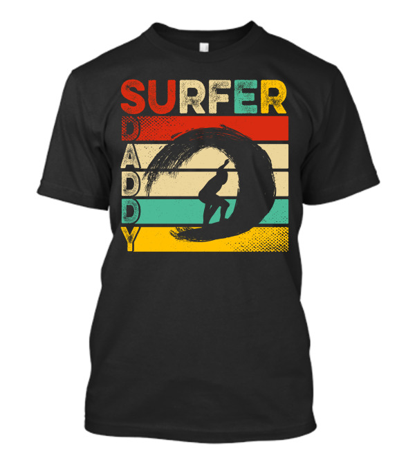 SURFER DADDY Vintage Silhouette Surfing Wave T-Shirt