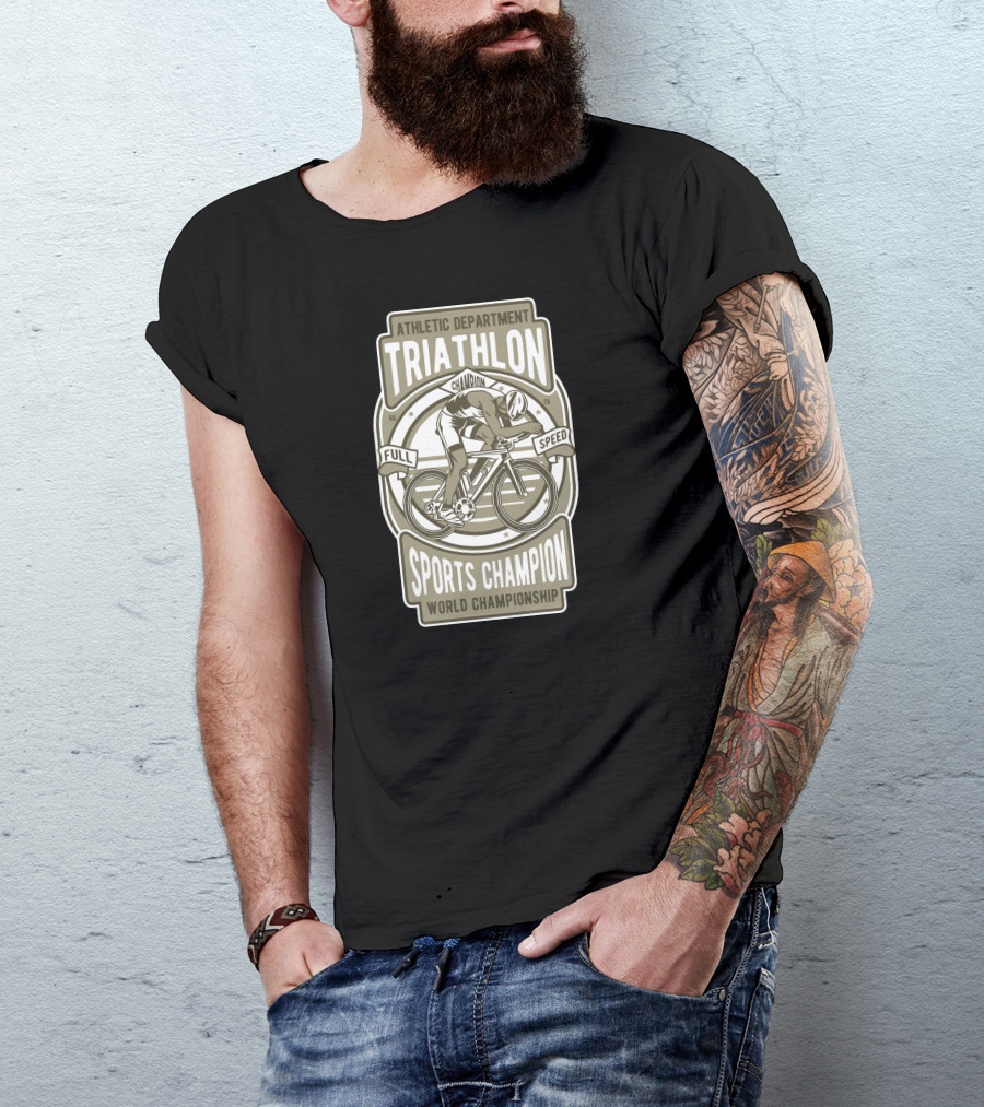 Triathlon Athletic Department Full Speed World Championship Bike Sports Champion T-Shirt