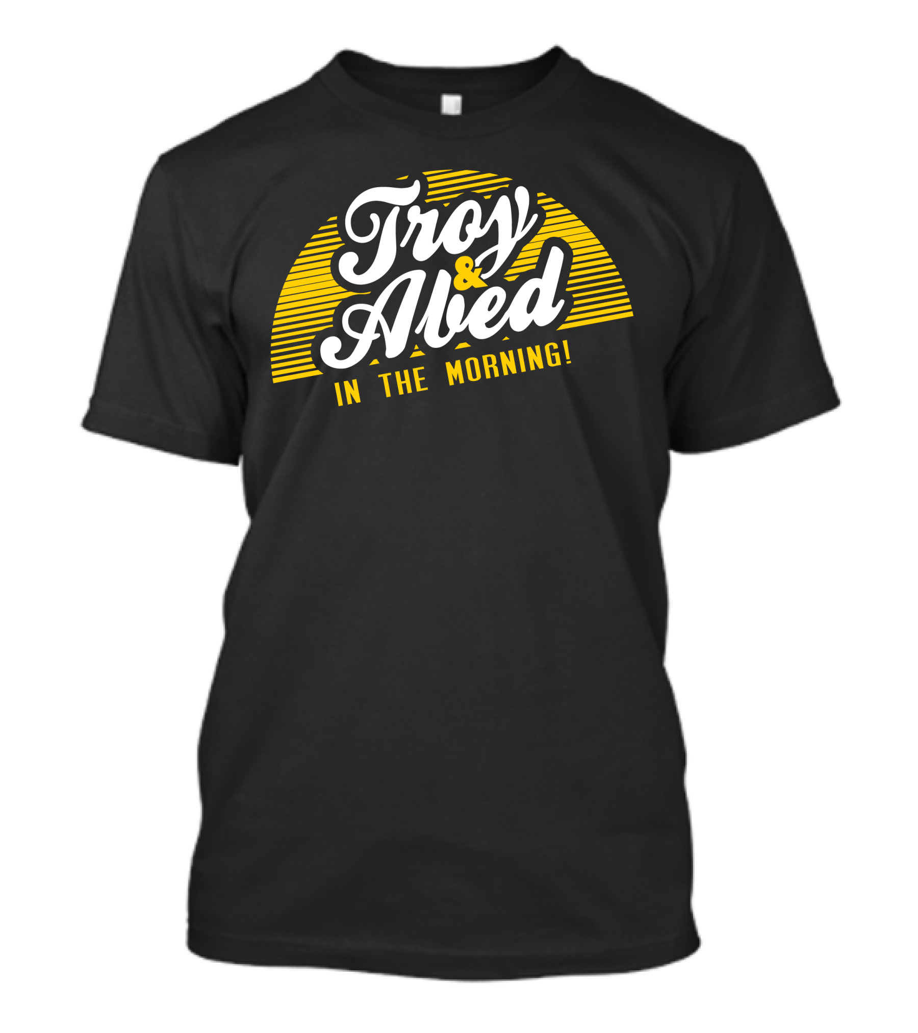 Troy And Abed In The Morning Iconic Logo Yellow Striped Sunburst T-Shirt