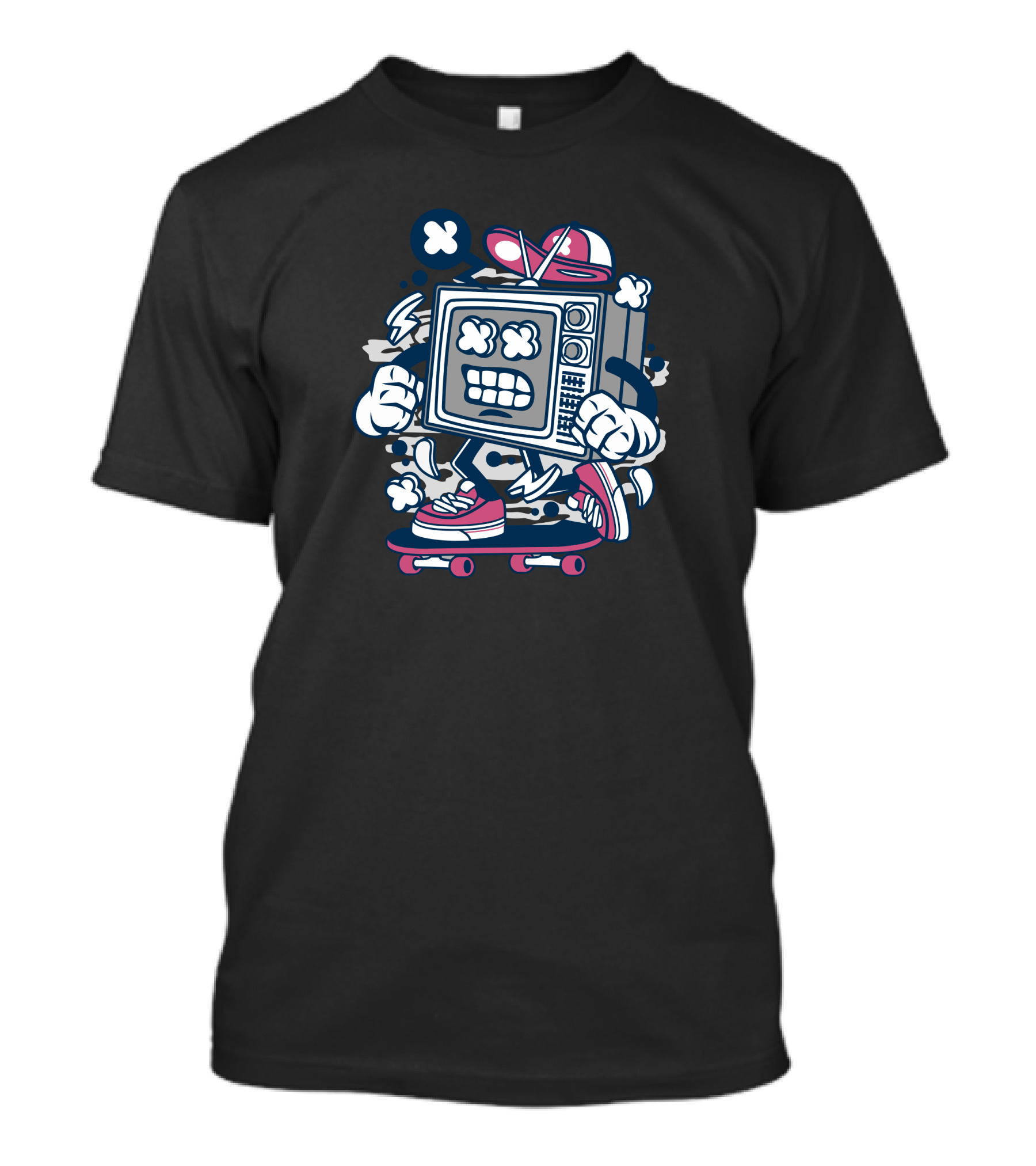 Skateboarding TV Character With Sneakers And Cap T-Shirt