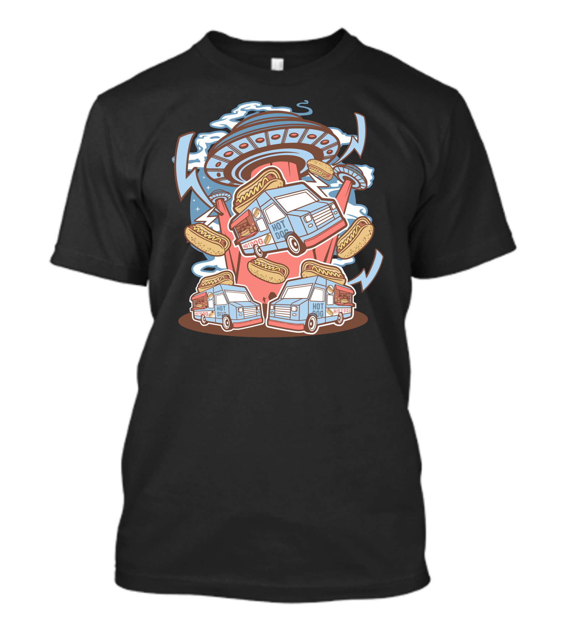 Ufo Hotdog Vans Abducting Food Trucks And Hot Dogs T-Shirt