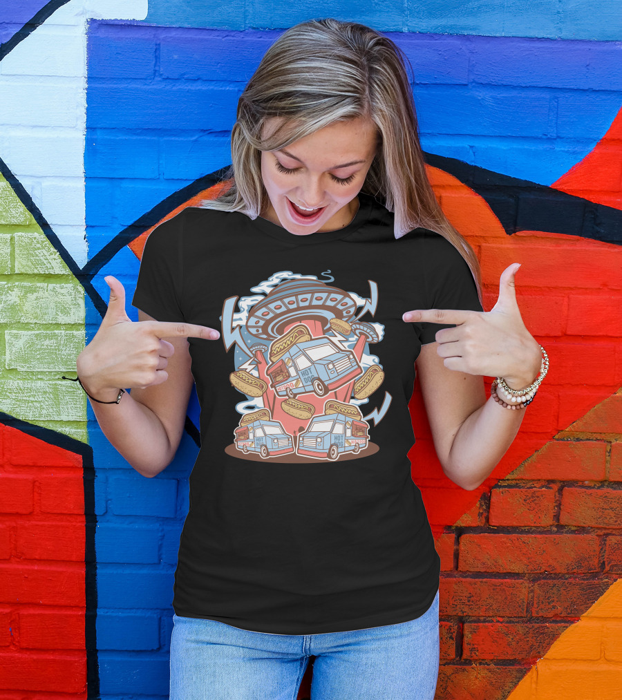 Ufo Hotdog Vans Abducting Food Trucks And Hot Dogs T-Shirt
