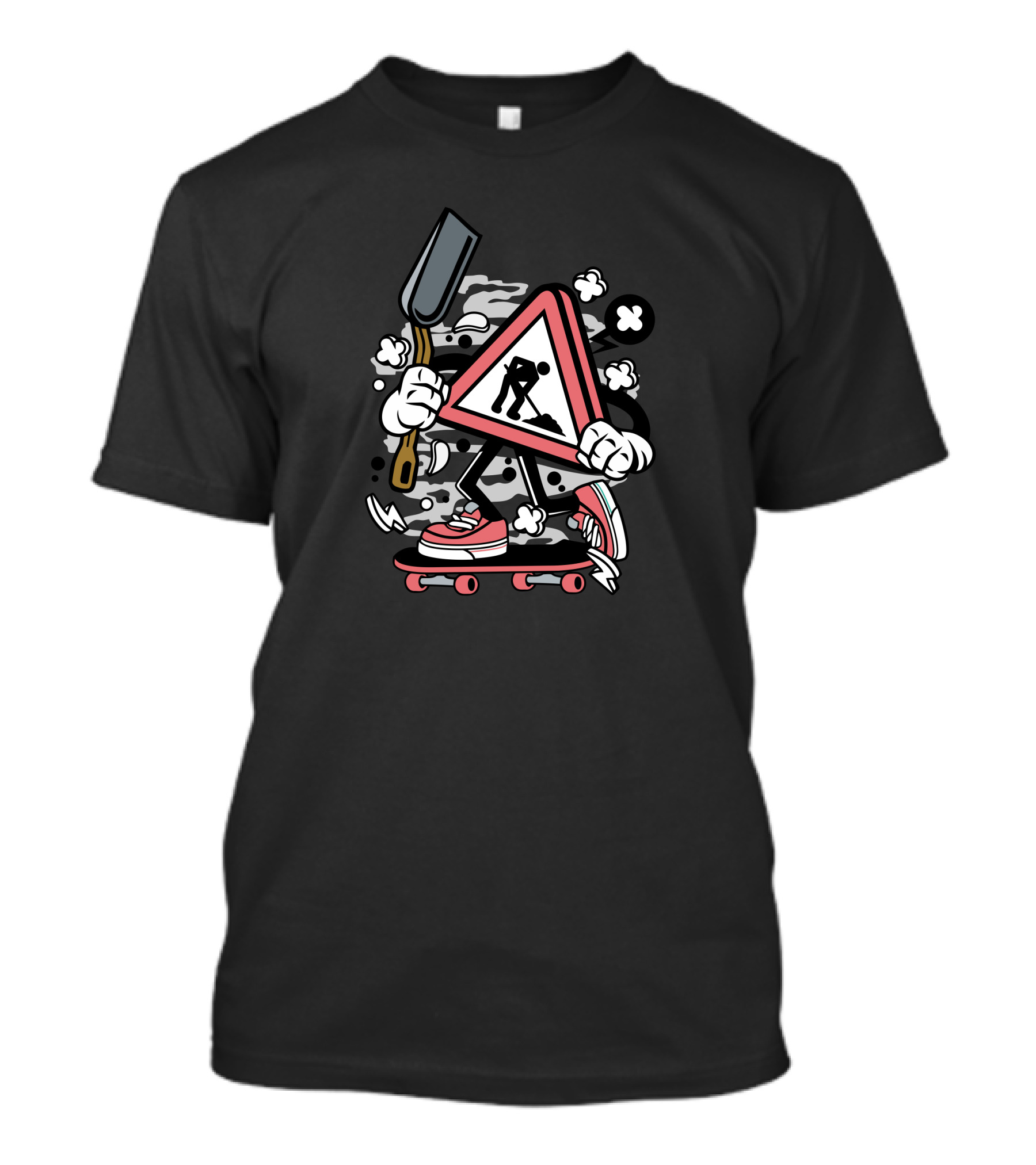 Under Construction Skater Work In Progress Sign With Skateboard And Tools T-Shirt