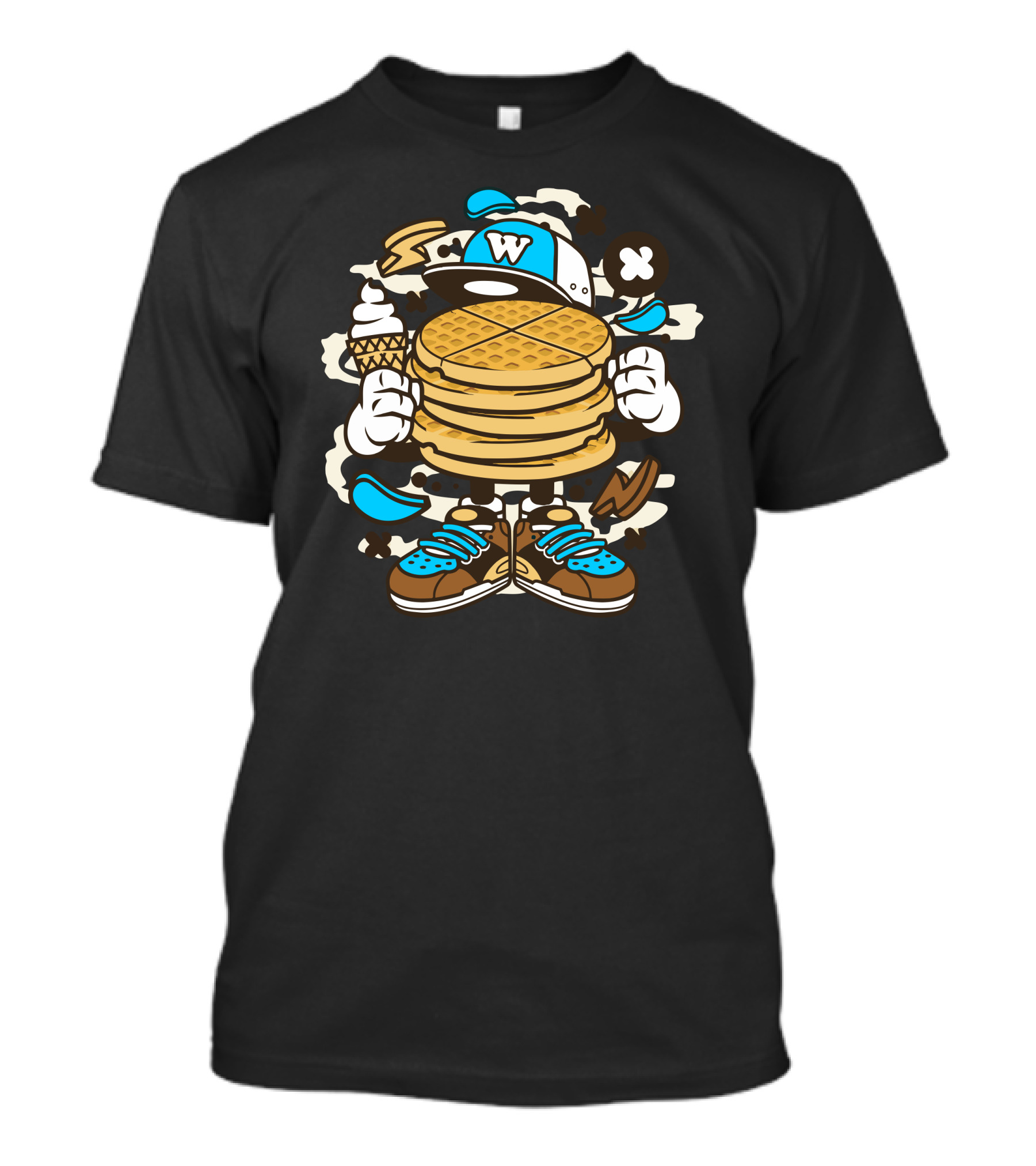 Waffle Stack Character With Sneakers And Cap T-Shirt