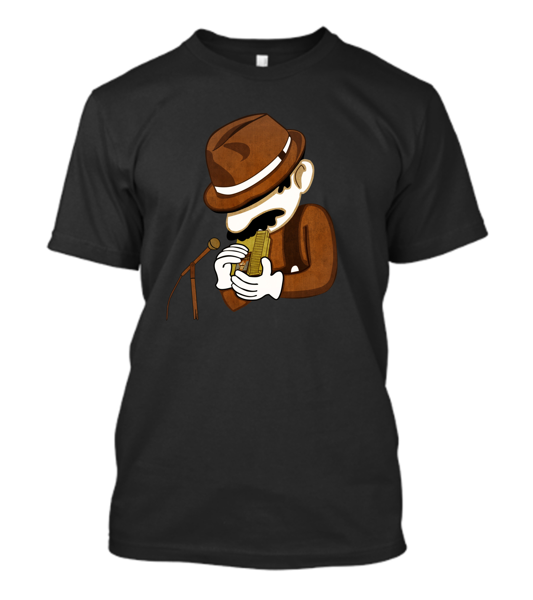 8 Bit Blues Harmonica Player With Hat And Microphone T-Shirt