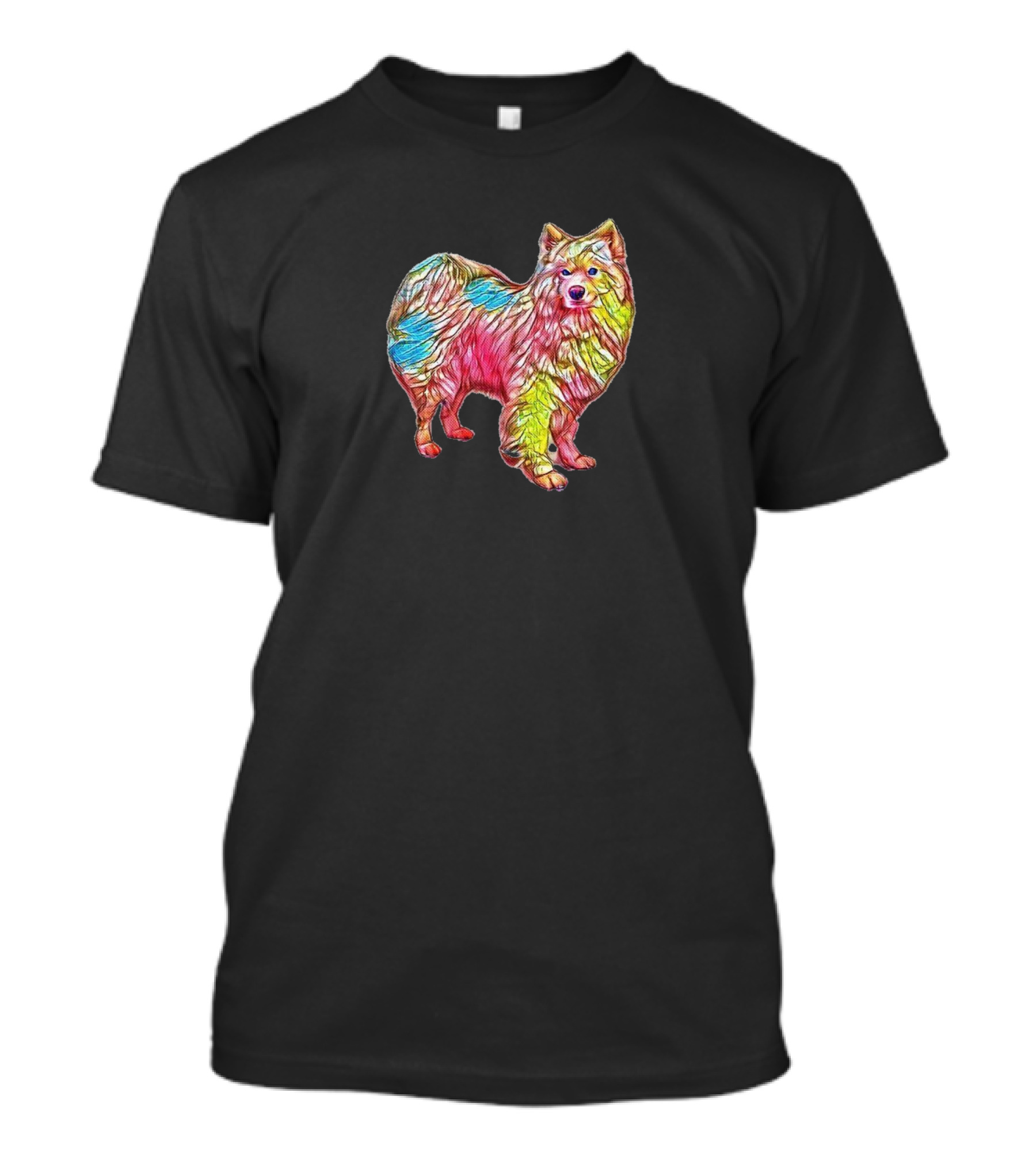 Colorful Samoyed Dog Stand Vibrant Rainbow Fur T-Shirt
