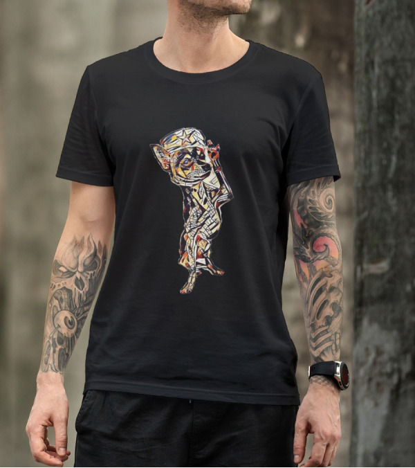 Chihuahua Dog With Sai In Abstract Multicolor T-Shirt