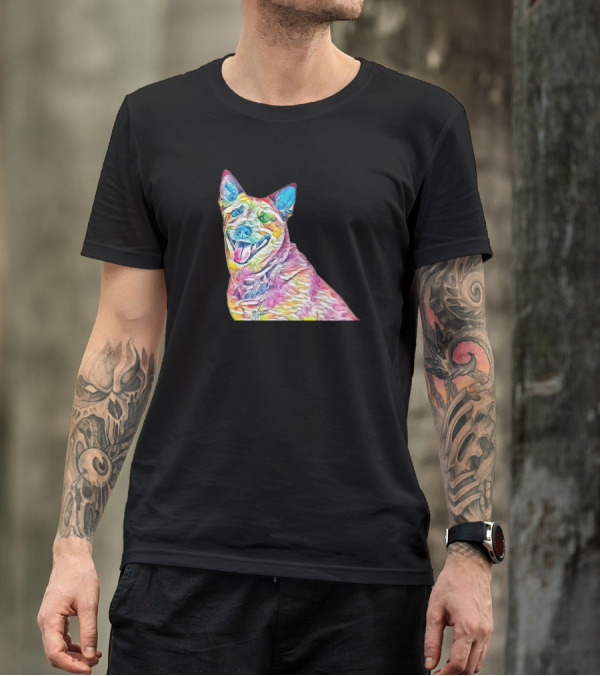 A Closeup Of A Friendly Australian Cattle Dog Colorful T-Shirt