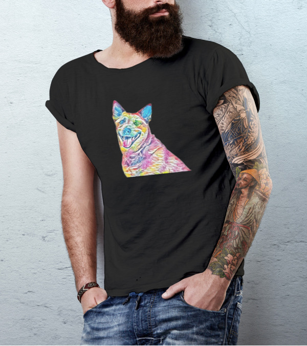 A Closeup Of A Friendly Australian Cattle Dog Colorful T-Shirt