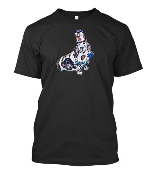 Patriotic Basset Hound In Uncle Sam Hat And Bow Tie T-Shirt