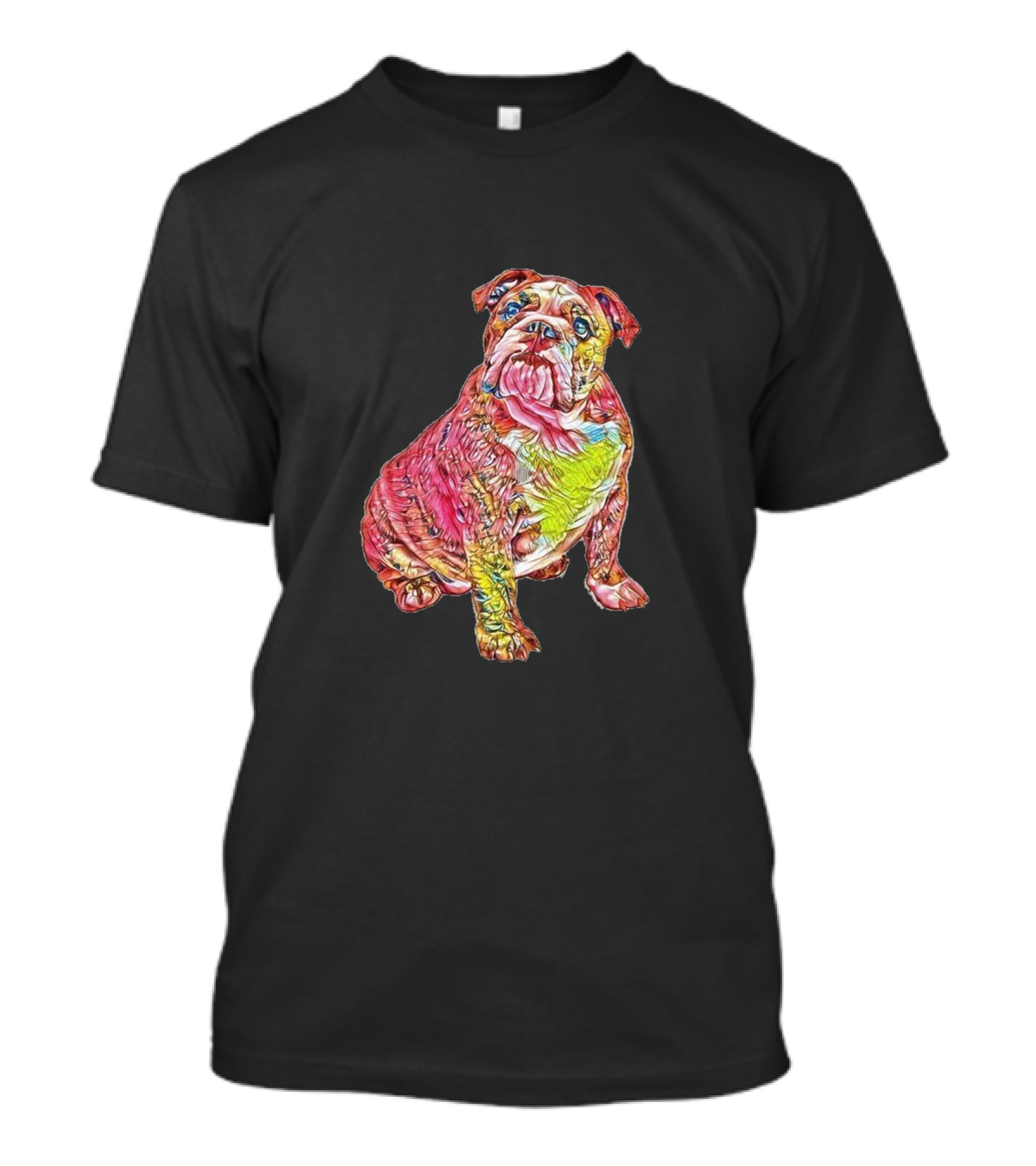 Vibrant Multicolored Sitting Bulldog T-Shirt