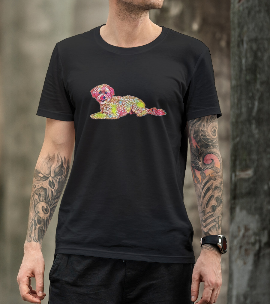 A Cute Maltese And Poodle Mix Colorful Abstract T-Shirt