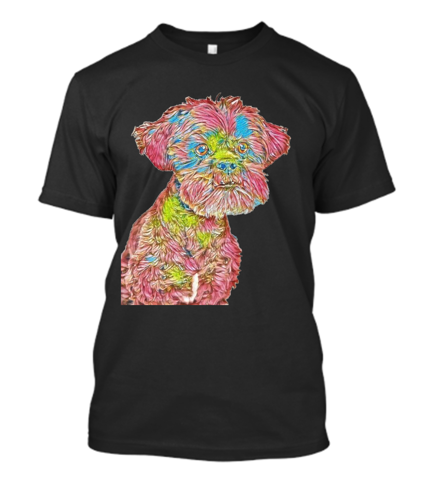 Cute Colorful Small Mixed Breed Dog Headshot T-Shirt