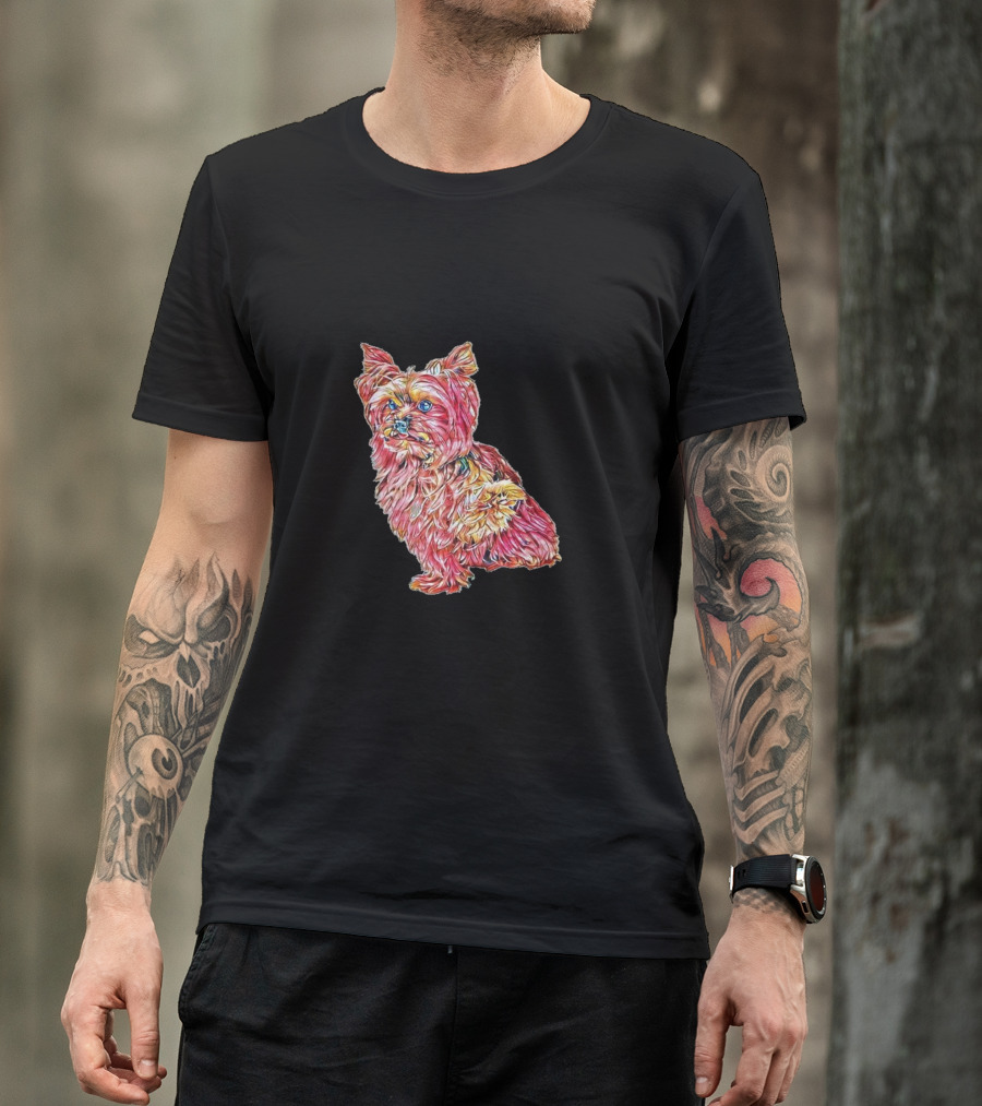 A Cute Yorkshire Terrier Dog Colorful Artistic T-Shirt