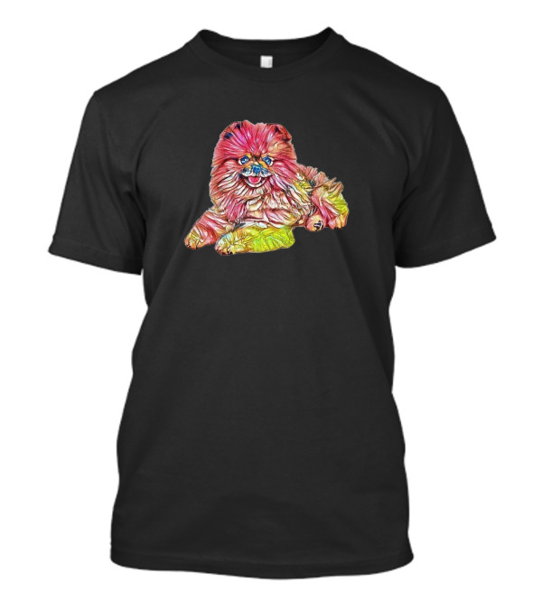 A Friendly Pomeranian Dog Lay Colorful Vibrant T-Shirt