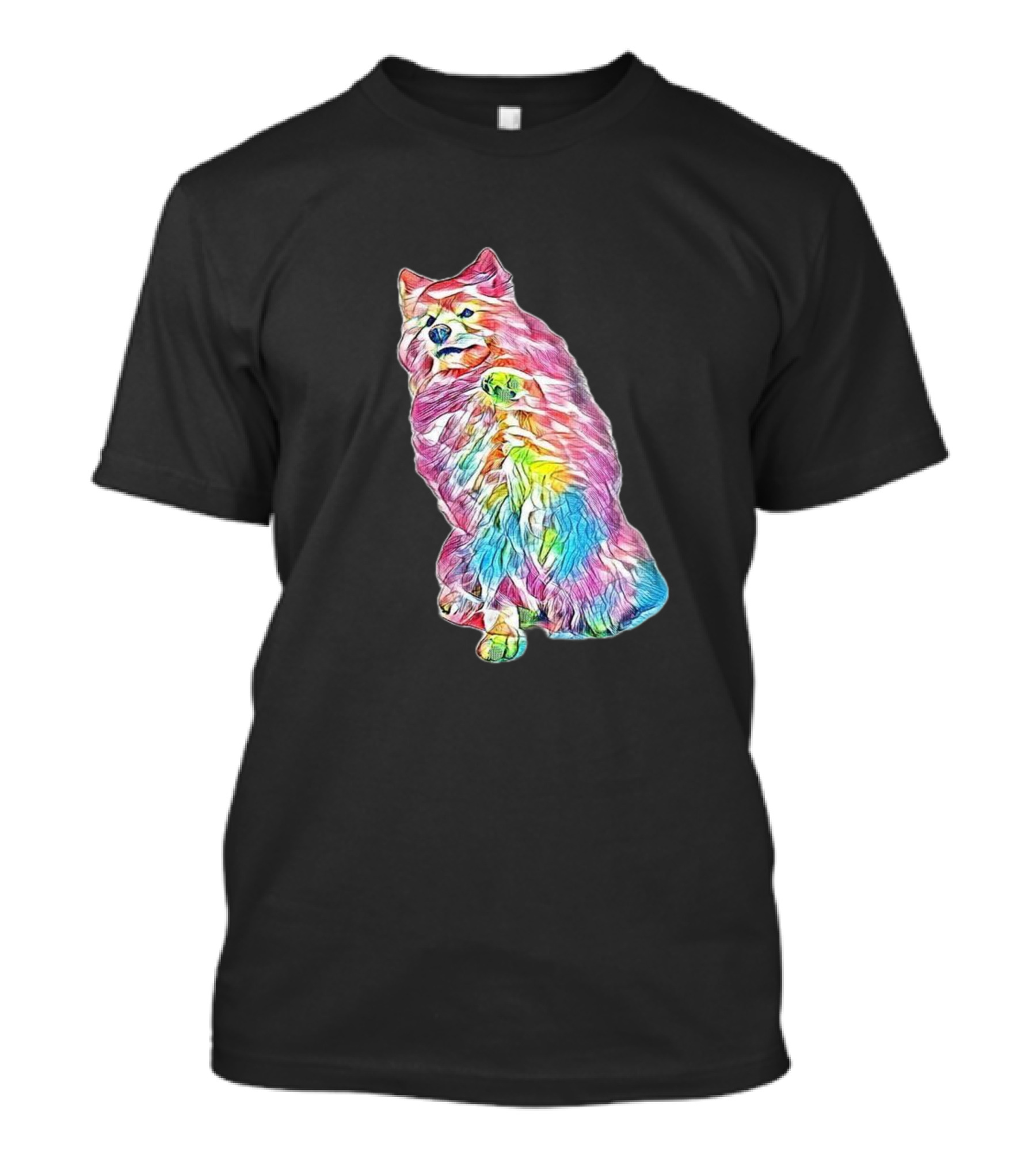 A Friendly Samoyed Dog Extend Rainbow Colors T-Shirt