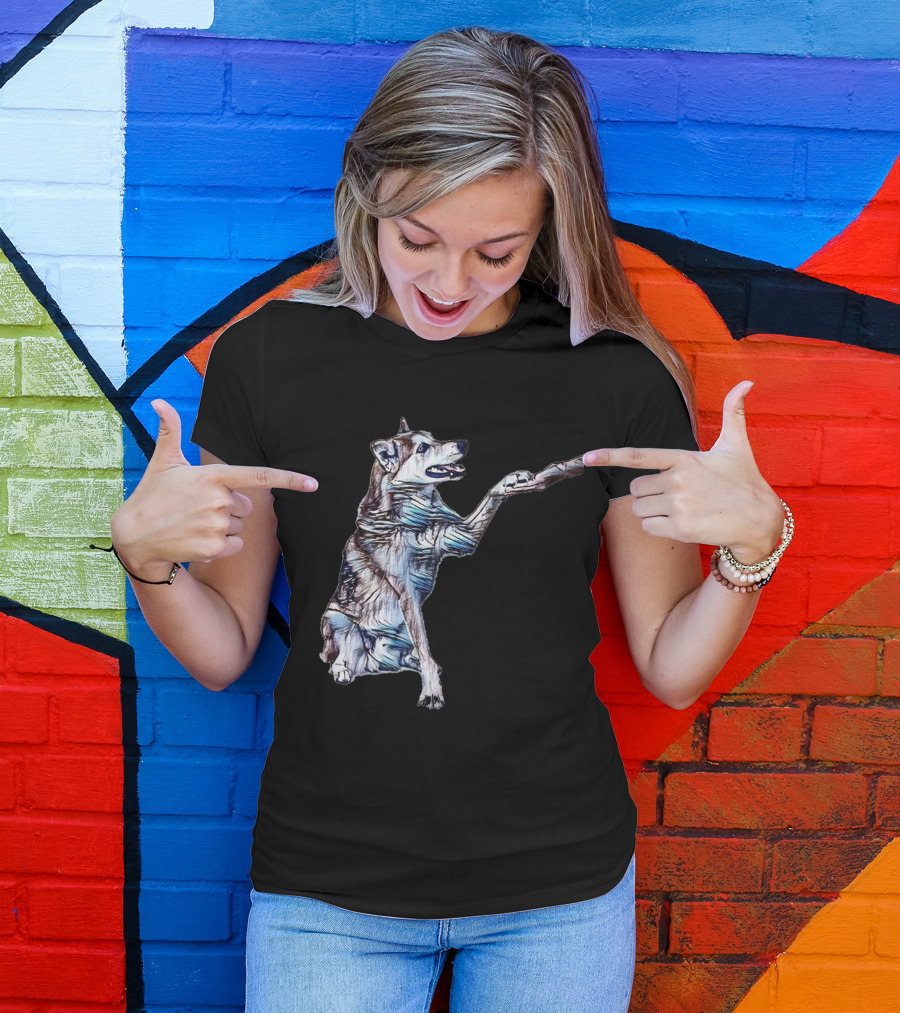 Playful Shiba Inu Mix Offering A Paw T-Shirt