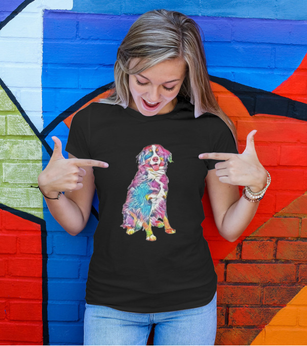 Bernese Mountain Dog Vibrant Colorful T-Shirt
