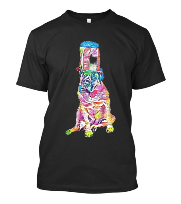 A Large Breed English Mastiff In Colorful Artistic Top Hat T-Shirt