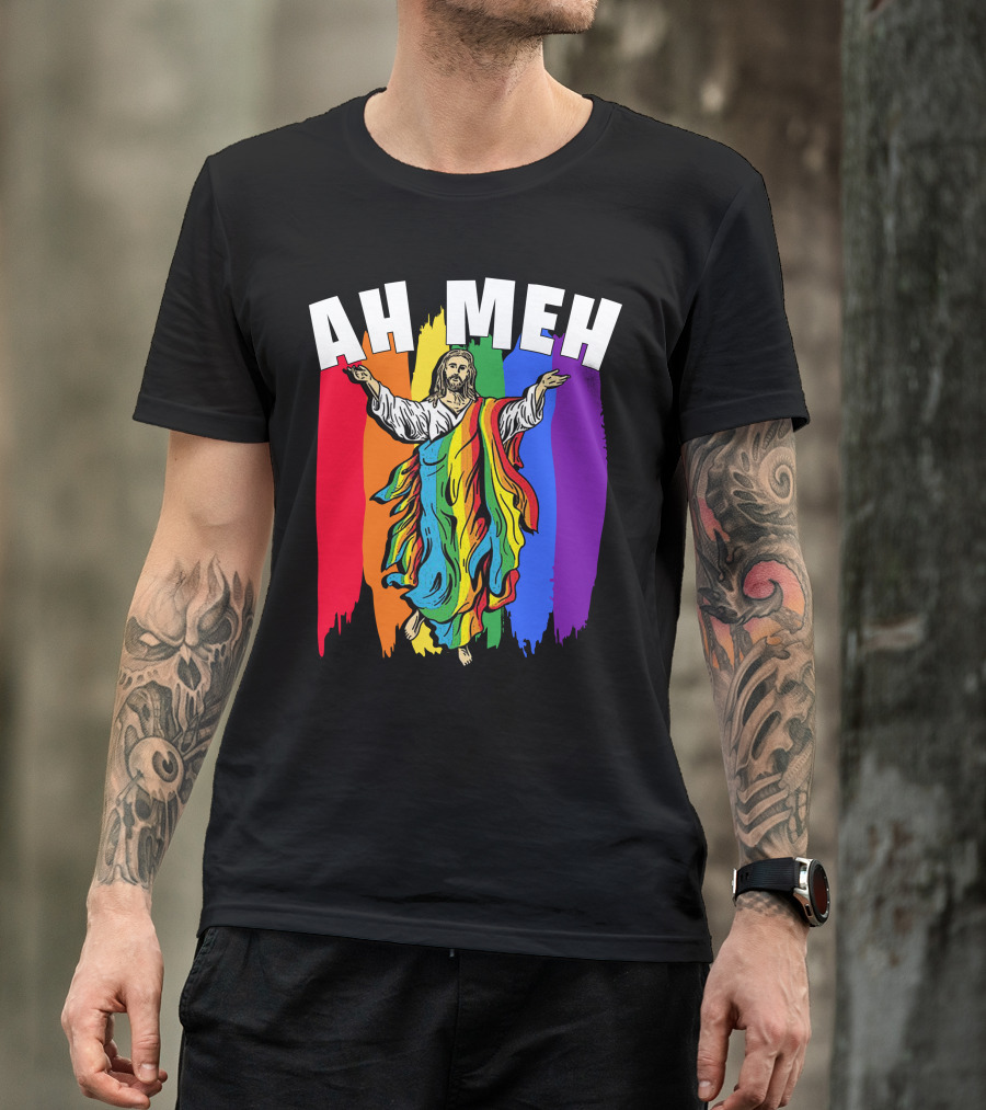 Ah Meh Jesus In Rainbow Colors T-Shirt