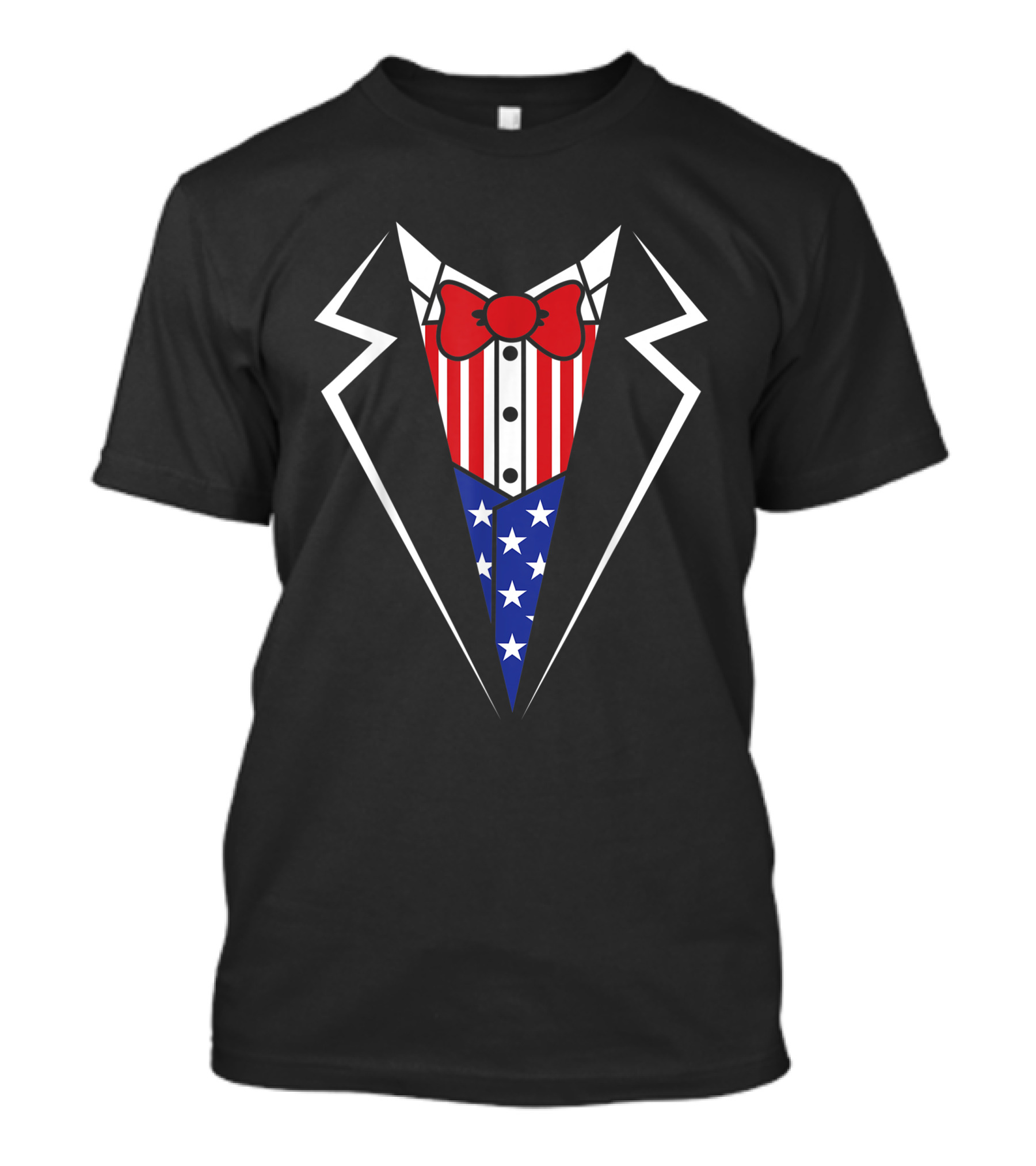 American Tuxedo Funny 4th Of July Independence Day Stars And Stripes Bowtie T-Shirt