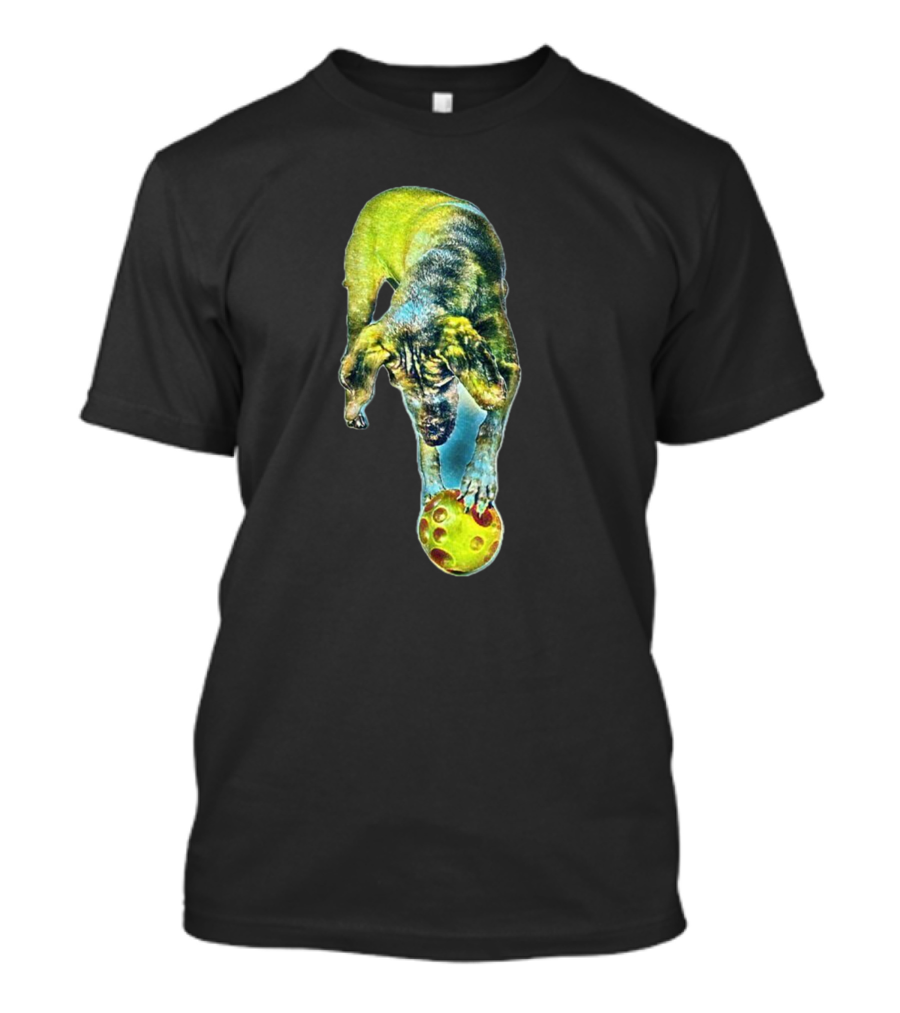 Adult Vizsla Dog Playing With A Yellow Ball In Dynamic Motion Artful T-Shirt