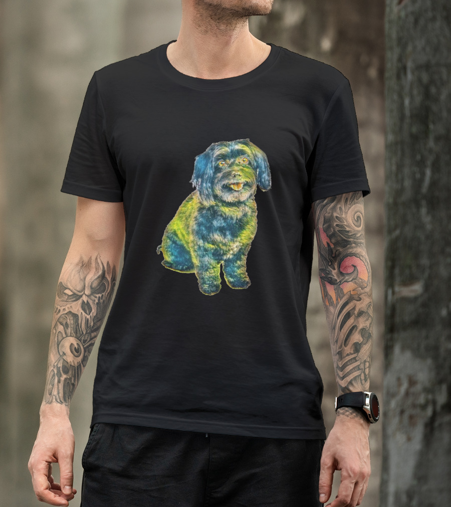 An Attentive And Well Trained Dog With Vibrant Multicolored Fur T-Shirt