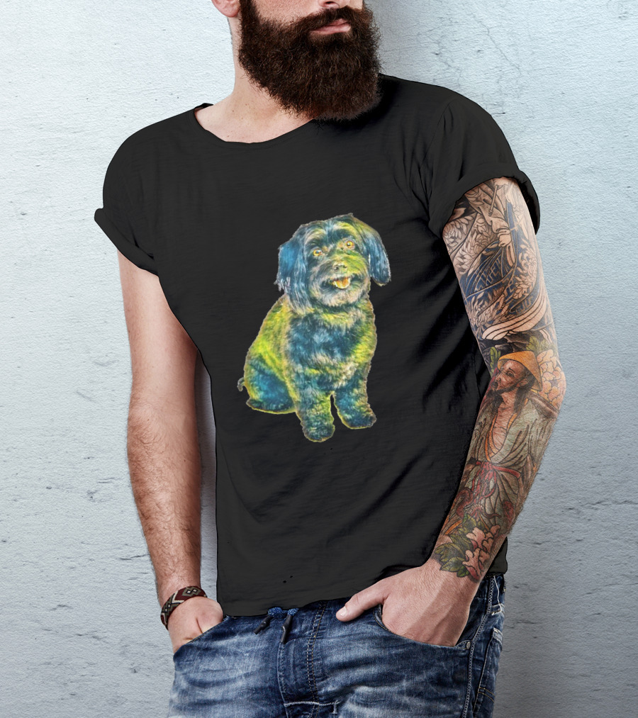 An Attentive And Well Trained Dog With Vibrant Multicolored Fur T-Shirt
