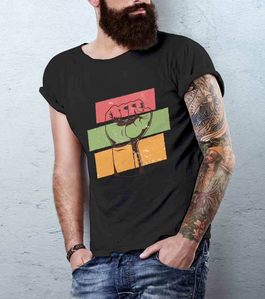 Black History Fist Retro Pan-African Colors T-Shirt