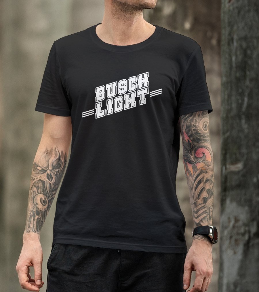 Busch Light Bold Classic Block Lettering With Stripes T-Shirt